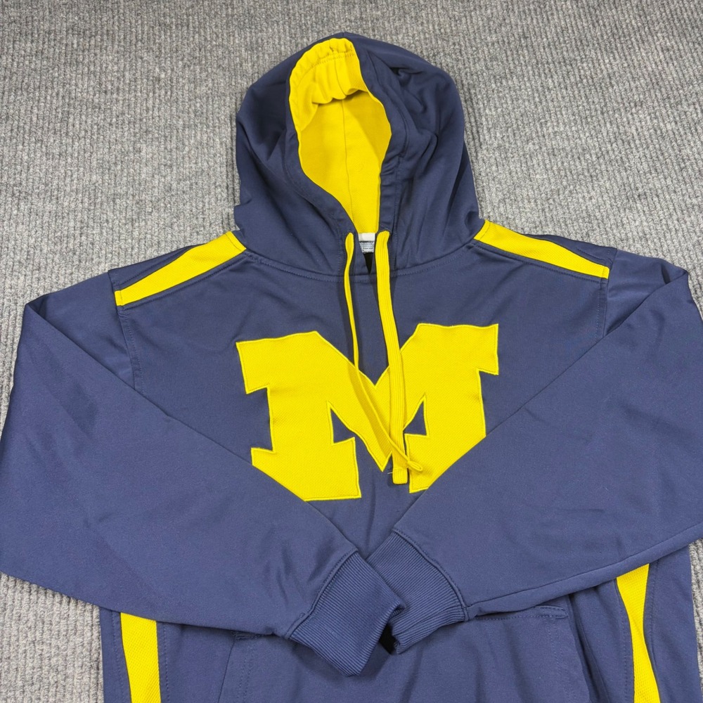 Pro Edge Hoodie Mens M Michigan Wolverines Blue Yellow Polyester Sweatshirt